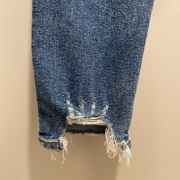 American Eagle AE Stretch Medium Wash Distressed Denim Blue Jeans Jeggings - Picture 6 of 12